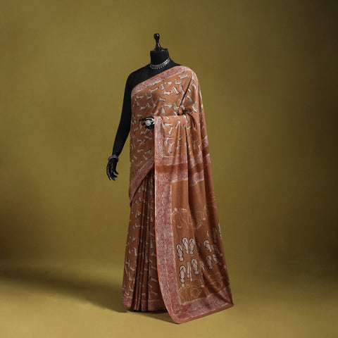 Brown - Bindaas Art Natural Dyed Cotton Block Print Saree 07