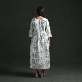 Flared Angrakha Cotton Hand Block Batik Print Dress 08