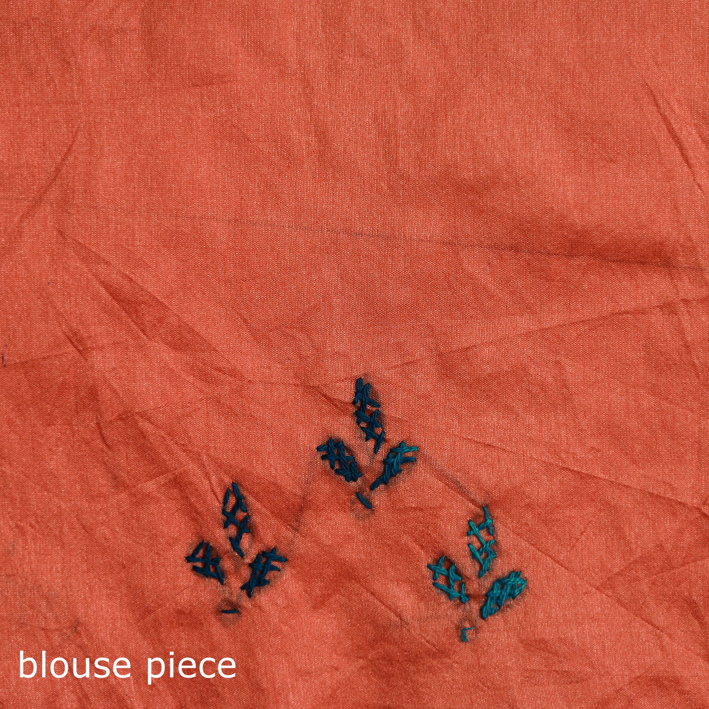 Orange - Bengal Nakshi Kantha Hand Embroidered Silk Saree 45