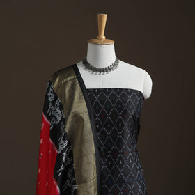 Pochampally Ikat Handloom Sico Unstitched Dress Material: Kurta with Mulberry Silk Dupatta 26