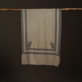 Brown - Plain Fine Wool Stole with Woven Border for Women 16