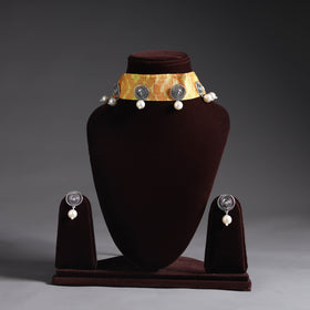 Yellow - handcrafted gs fabart choker necklace set 05