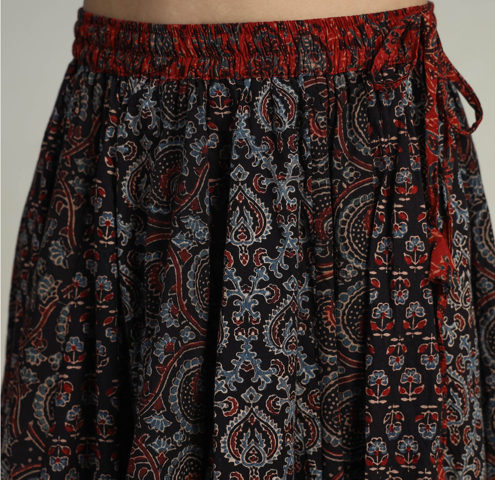 Multicolor - Kutch Block Printed 24 Kali Cotton Long Skirt 03