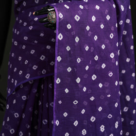 Purple - Bandhani Tie-Dye Kota Doria Cotton Saree 22