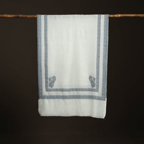 Plain Fine Wool Stole with Woven Border for Women 15