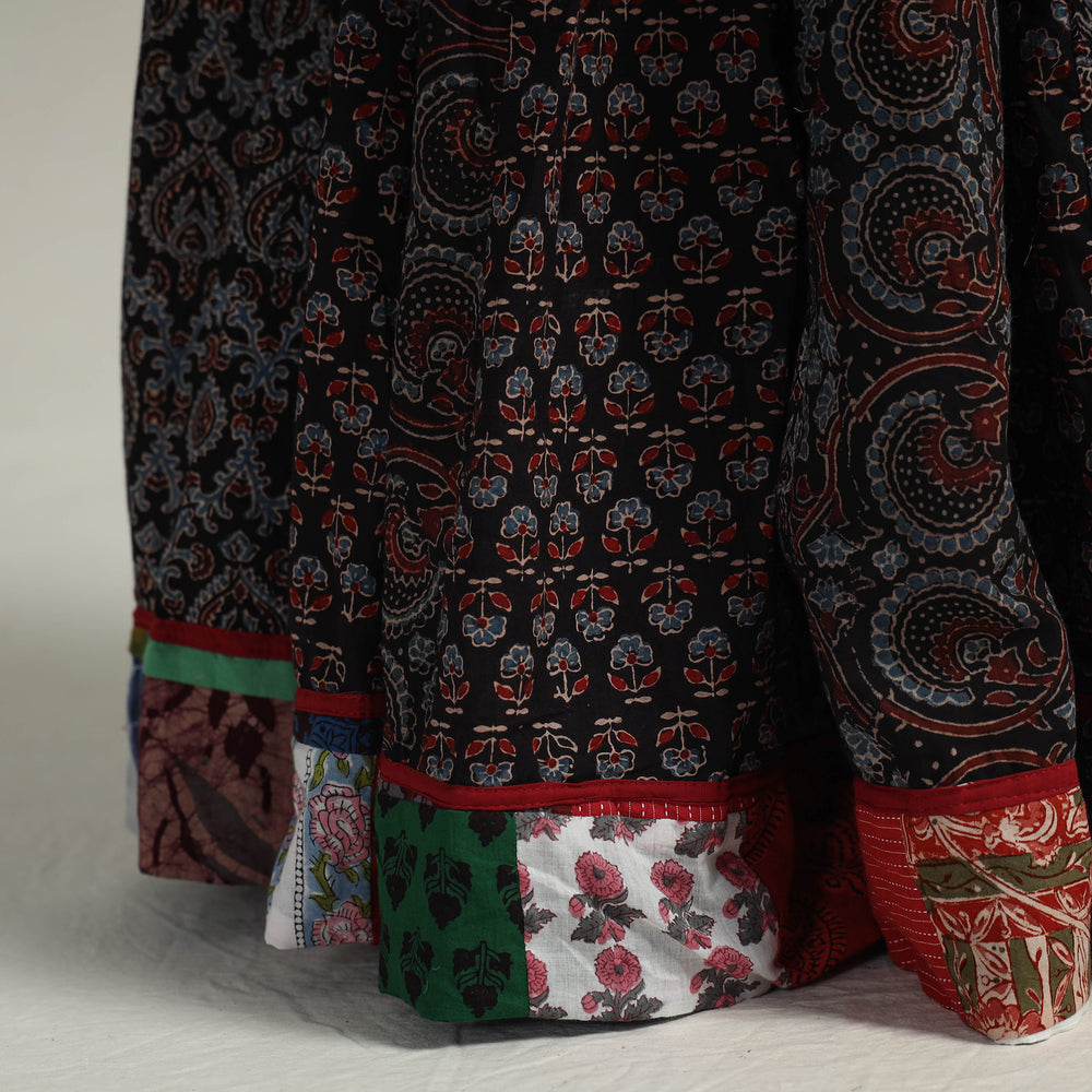 Multicolor - Kutch Block Printed 24 Kali Cotton Long Skirt 03