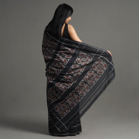  Brown Pochampally Ikat Weave Handloom Cotton Saree