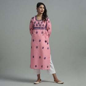 Chikankari Hand Embroidered Cotton Long Kurta for Women