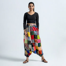 Multicolor - Block Printed Handmade Patchwork Cotton Harem Pant