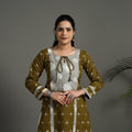 Green Handloom Cotton Straight Pochampally Double Ikat Kurta for Women
