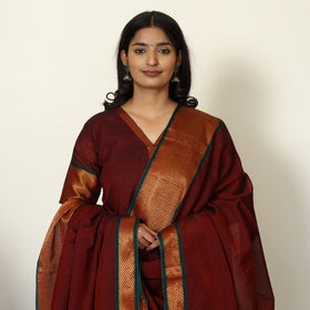 Maroon - Dharwad Cotton Kurta with Palazzo & Dupatta Set 12
