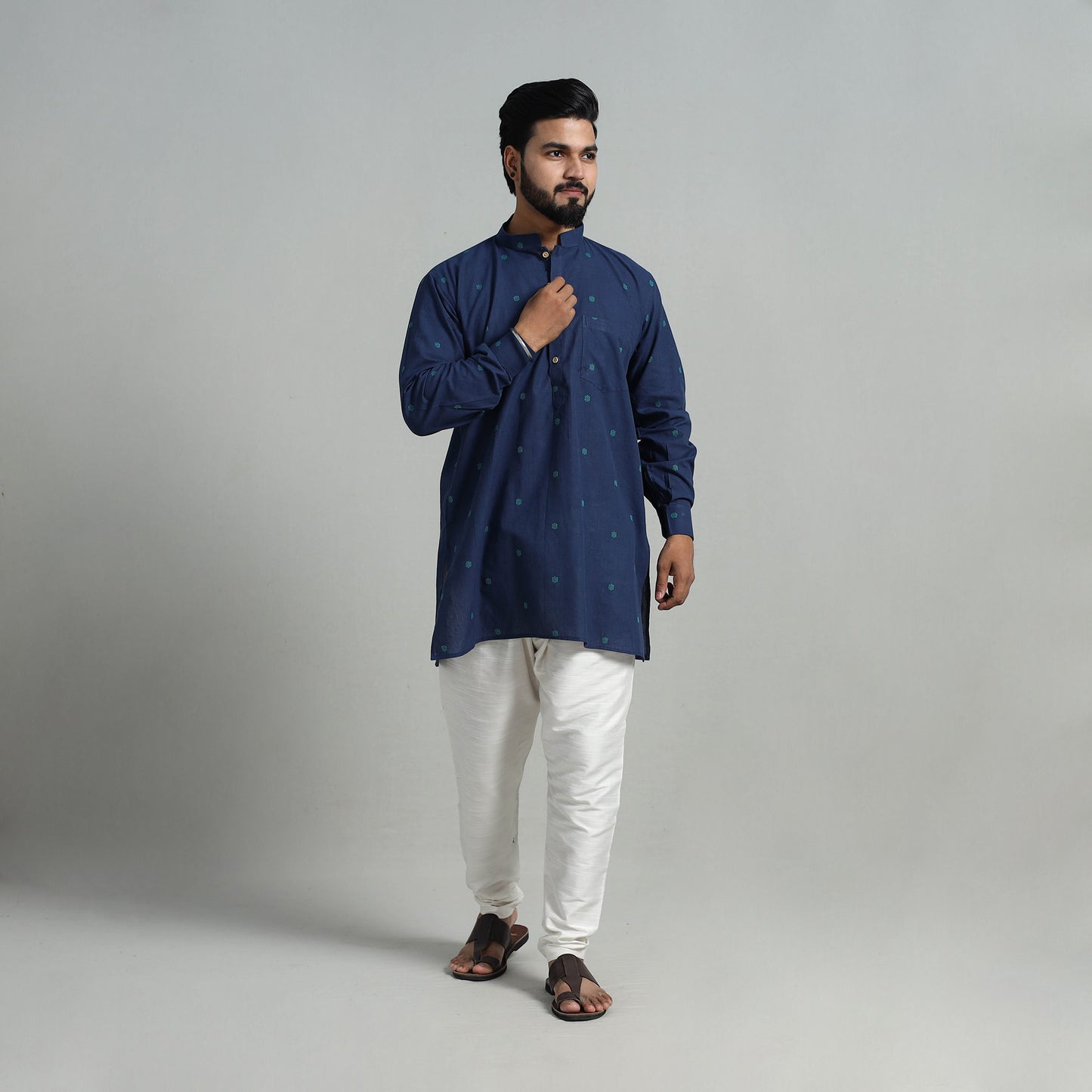 Cotton Short Jacquard Kurta for Men 03