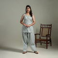 Sanganeri Hand Block Print Cotton Short Kurta with Farshi Salwar Set for women 08