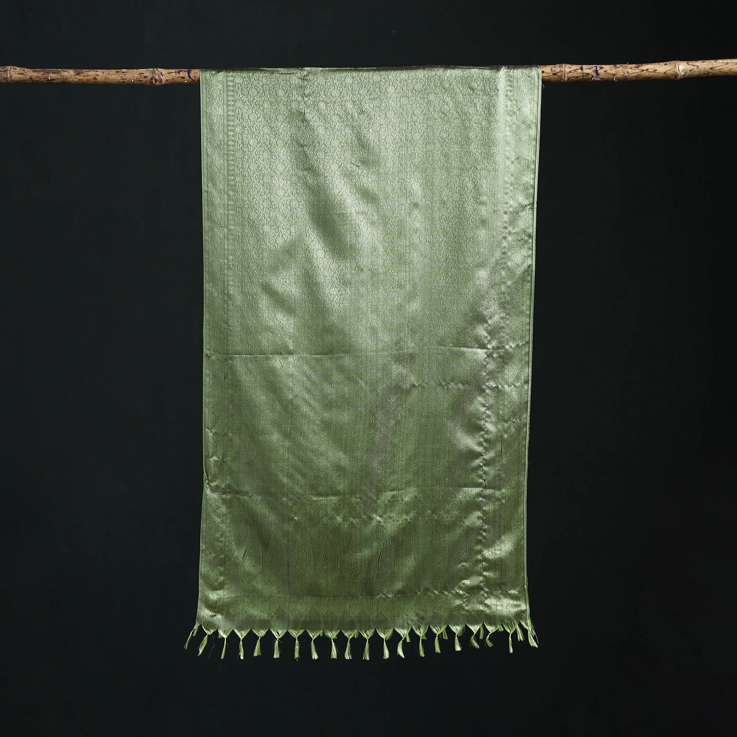 Handwoven Banarasi Pure Silk Stole with Tassels 10