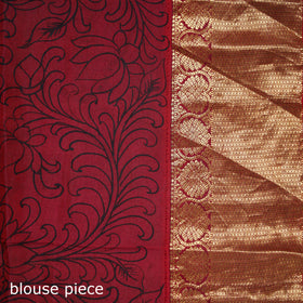 Kanjeevaram Pure Handloom Mulberry Silk Handpainted Srikalahasti Pen Kalamkari Saree with Zari Work 24