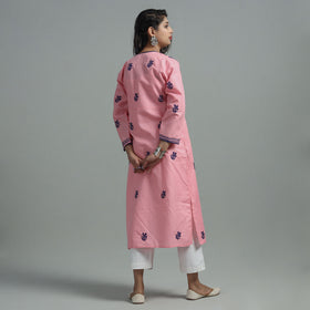 Chikankari Hand Embroidered Cotton Long Kurta for Women