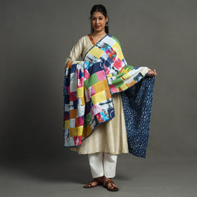  Indigo Reversible Patchwork Cotton Dupatta 33 