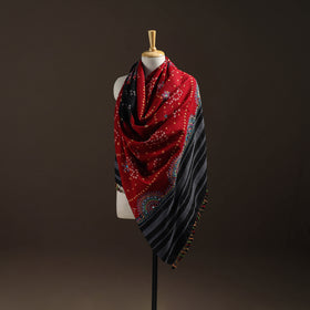 Kutch Bandhani Handwoven Neran Hand Embroidery Merino Wool Shawl 54