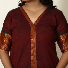 Maroon - Dharwad Cotton Kurta with Palazzo & Dupatta Set 12