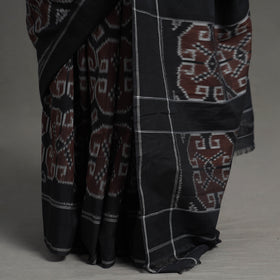  Brown Pochampally Ikat Weave Handloom Cotton Saree