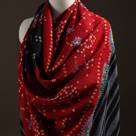 Kutch Bandhani Handwoven Neran Hand Embroidery Merino Wool Shawl 54