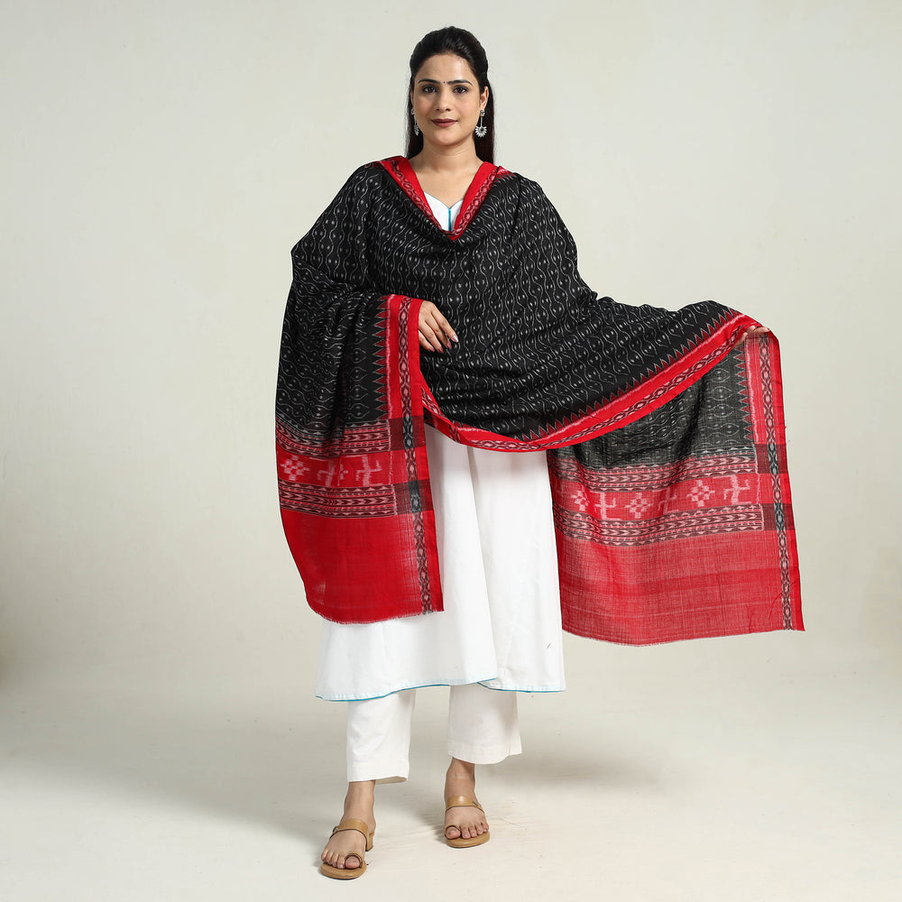 Black - Sambalpuri Ikat Weave Handloom Cotton Dupatta 19