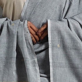 Grey - assam weave thread buti cotton handloom dupatta 09