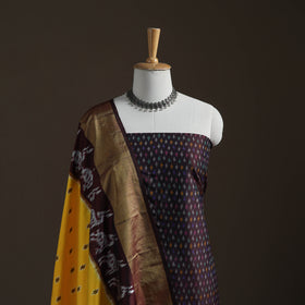 Pochampally Ikat Handloom Sico Unstitched Dress Material: Kurta with Mulberry Silk Dupatta 27