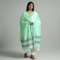 Green - bengal jamdani buti handloom cotton dupatta