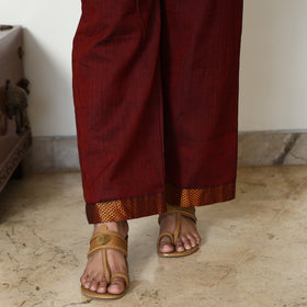 Maroon - Dharwad Cotton Kurta with Palazzo & Dupatta Set 12
