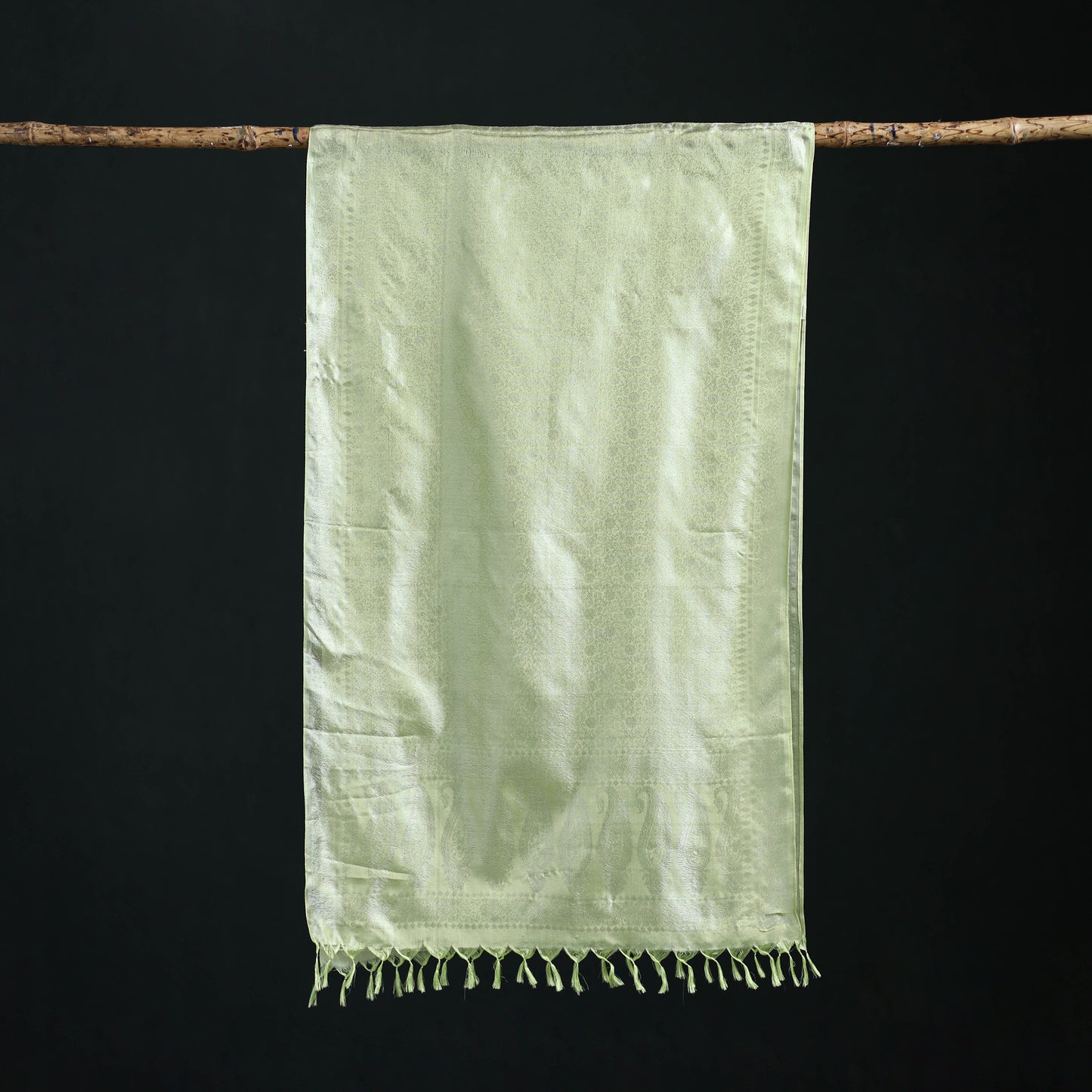 Handwoven Banarasi Pure Silk Stole with Tassels 07