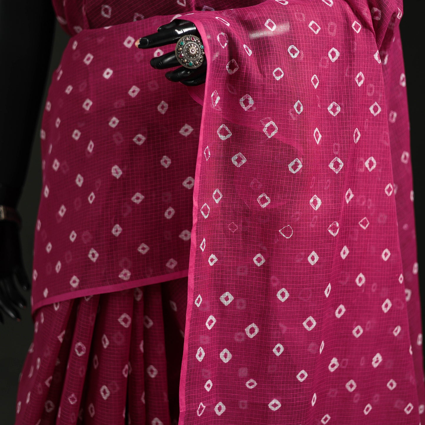 Bandhani Tie-Dye Kota Doria Cotton Saree 13