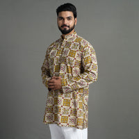 Kalamkari Printed Cotton Men Short Kurta 12