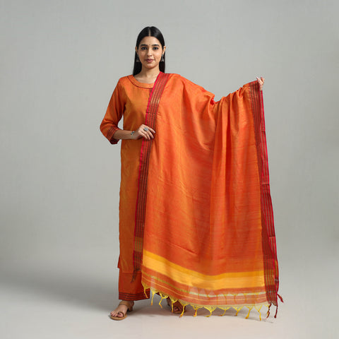 Orange - Cotton Dharwad Kurta Set with Palazzo & Dupatta 29