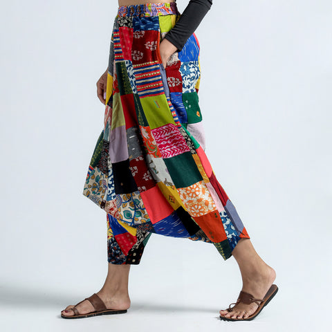 Multicolor - Block Printed Handmade Patchwork Cotton Harem Pant