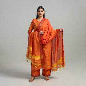 Buy Cotton Orange Dharwad Kurta Set with Palazzo & Dupatta