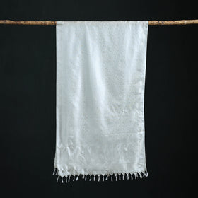Handwoven Banarasi Pure Silk Stole with Tassels 06