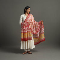 Multicolor - Block Printed Chanderi Silk Sanganeri Dupatta 58