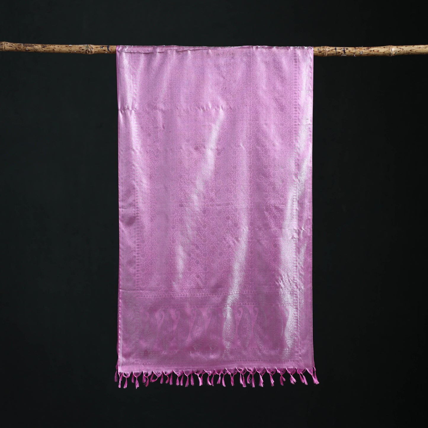 Handwoven Banarasi Pure Silk Stole with Tassels 05