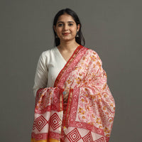 Multicolor - Block Printed Chanderi Silk Sanganeri Dupatta 58