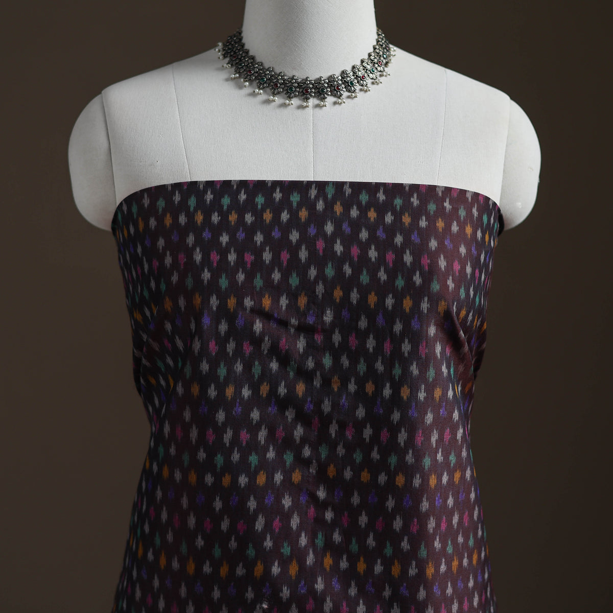 Pochampally Ikat Handloom Sico Unstitched Dress Material: Kurta with Mulberry Silk Dupatta 27