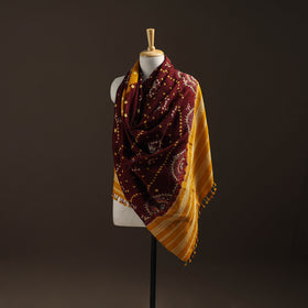 Kutch Bandhani Handwoven Neran Hand Embroidery Merino Wool Shawl 55