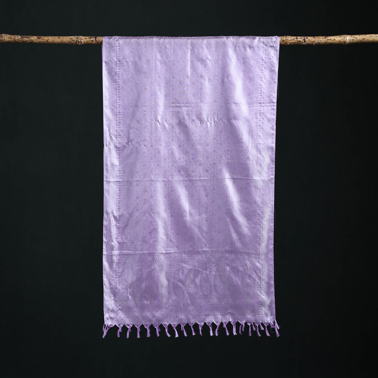 Handwoven Banarasi Pure Silk Stole with Tassels 12
