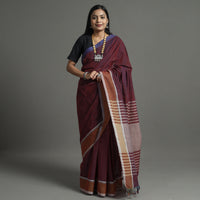 Maroon - Pure Handloom Natural Dyed Dobby Cotton Saree 4