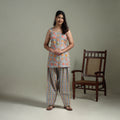 Sanganeri Hand Block Print Cotton Short Kurta with Farshi Salwar Set for women 06