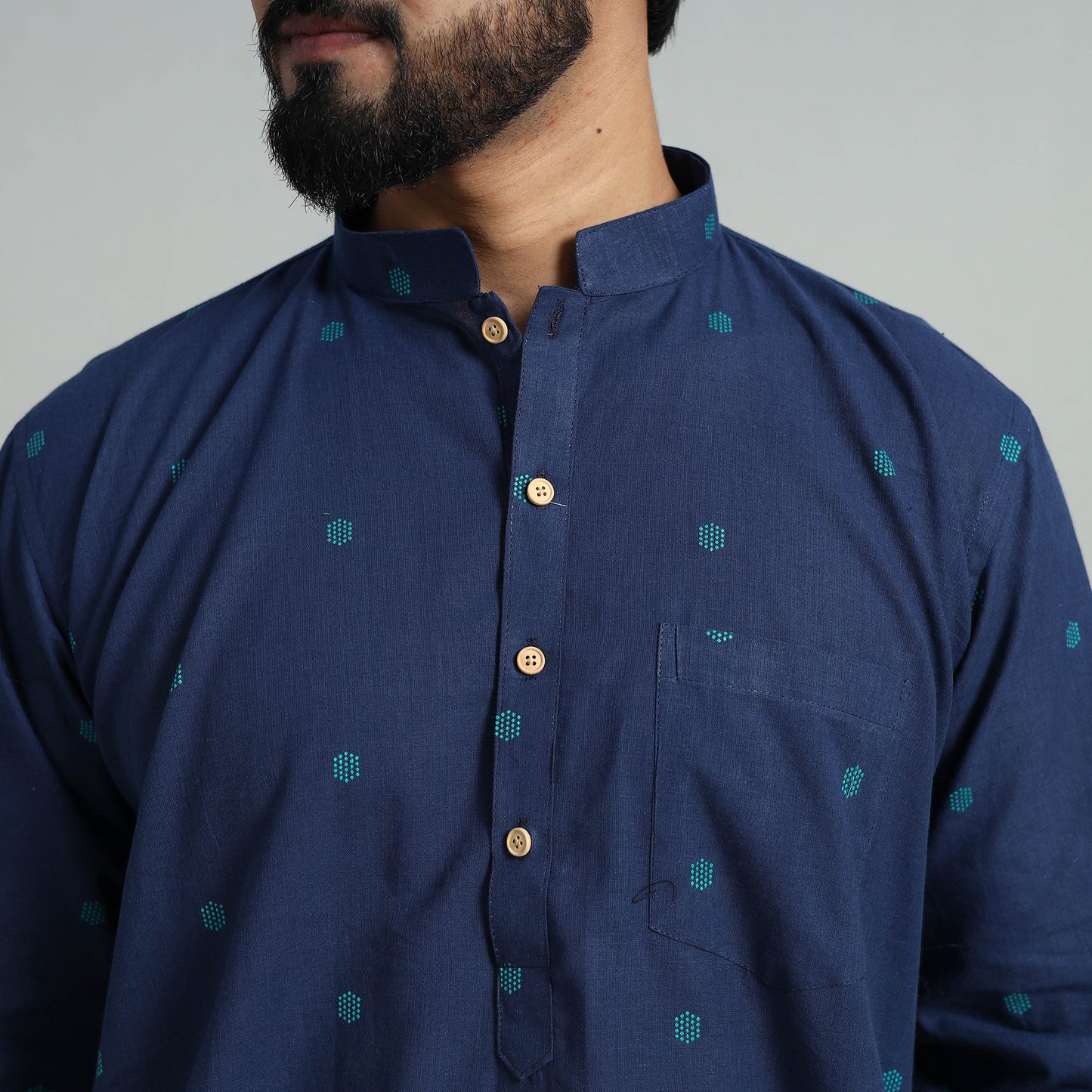 Cotton Short Jacquard Kurta for Men 03