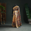 Pure Handloom Desi Tussar Silk Handpainted Srikalahasti Pen Kalamkari Saree with Zari Border 02