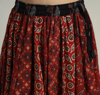 Red - Kutch Block Printed 24 Kali Cotton Long Skirt 04