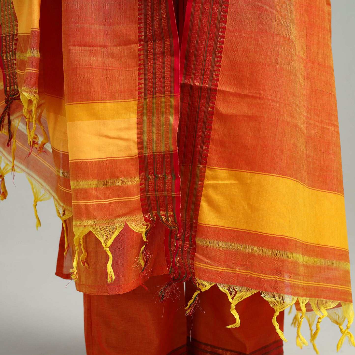 Buy Cotton Orange Dharwad Kurta Set with Palazzo & Dupatta