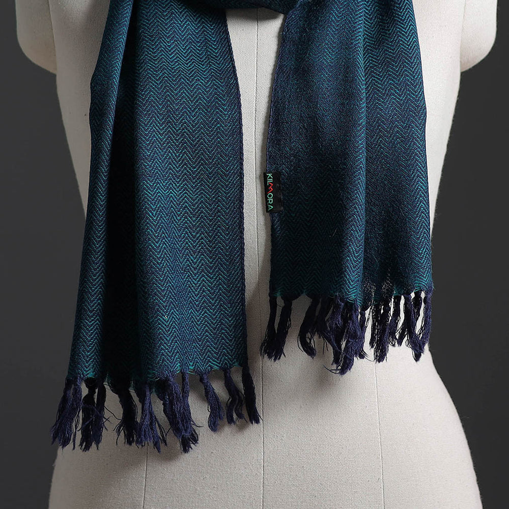 Green - Kumaun Handwoven Pure Merino Wool Scarf 241